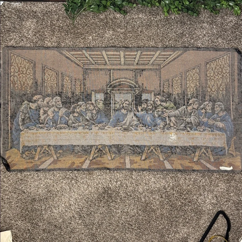 Vintage The Lord's Last Supper Tapestry Large Wall Art Made in Italy
